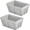 image:imagemDesign Medium Metal Farmhouse Home Storage Organizer Basket  Chicken Wire Design Fabric Liner for Kitchen Bathroom Living Room Pantry Cupboard Shelves Countertop  2 Pack  GraphiteGray