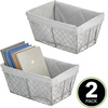 image:imagemDesign Medium Metal Farmhouse Home Storage Organizer Basket  Chicken Wire Design Fabric Liner for Kitchen Bathroom Living Room Pantry Cupboard Shelves Countertop  2 Pack  GraphiteGray