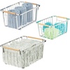 image:imagemDesign Metal Farmhouse Wire Organizer Storage Bin Basket with Handle  Rustic Container Organizers for Cabinet Shelves Counter Bathroom or Kitchen Pantry  Set of 3  Chrome