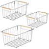 image:imagemDesign Metal Farmhouse Wire Organizer Storage Bin Basket with Handle  Rustic Container Organizers for Cabinet Shelves Counter Bathroom or Kitchen Pantry  Set of 3  Chrome