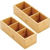 image:imagemDesign Bamboo Divided Storage Bin Container Drawer Organizer Crate Box for Kitchen Pantry Cabinet Shelf Island Countertop Holds Snacks Spices Drinks Echo Collection NaturalTan3 compartments Pack of 2