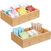 image:imagemDesign Bamboo Divided Storage Bin Container Drawer Organizer Crate Box for Kitchen Pantry Cabinet Shelf Island Countertop Holds Snacks Spices Drinks Echo Collection NaturalTan6 compartments  Small Pack of 2