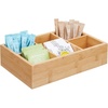 image:imagemDesign Bamboo Divided Storage Bin Container Drawer Organizer Crate Box for Kitchen Pantry Cabinet Shelf Island Countertop Holds Snacks Spices Drinks Echo Collection NaturalTan6 compartments  Small Pack of 1