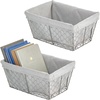 image:imagemDesign Medium Metal Farmhouse Home Storage Organizer Basket  Chicken Wire Design Fabric Liner for Kitchen Bathroom Living Room Pantry Cupboard Shelves Countertop  2 Pack  GraphiteGray