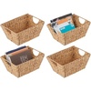 image:imagemDesign Set of 4 Wicker Storage Baskets with Handles  Storage Baskets for The Bedroom Living Room Bathroom or Hallway  Wicker Baskets for Household Items  Natural