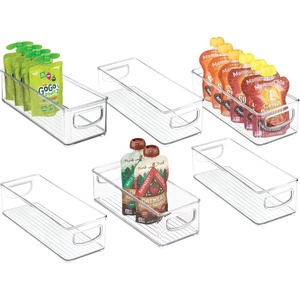 image:imagemDesign Plastic Stackable Small Organizing Bin Kitchen Pantry Cabinet Refrigerator Freezer Food Organization Storage Bins with Handles Drawer Container Organizer Ligne Collection 6 Pack  Clear10 x 4 x 3