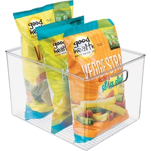 image:imagemDesign Plastic Storage Organizer Container Bin for Kitchen Organization in Pantry Cabinet Countertop Fridge Refrigerator and Freezer  Hold Food Drink or Snacks Ligne Collection Clear