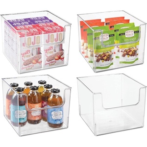 image:imagemDesign Set of 4 Storage Trays Open Top Kitchen Tray for Food Storage Made of Plastic Ideal in The Kitchen Cupboards or as Fridge Boxes 254 cm x 254 cm x 197 cm Clear254 x 254 x 197 cm