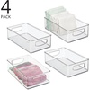 image:imagemDesign Small Plastic Storage Organizer Container Bin Closet Organization for Hallway Bedroom Linen Coat Entryway  Holds Clothing Blankets Accessories Toys  Ligne Collection 4 Pack Clear10 x 6 x 3 Pack of 4