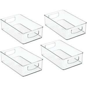 image:imagemDesign Small Plastic Storage Organizer Container Bin Closet Organization for Hallway Bedroom Linen Coat Entryway  Holds Clothing Blankets Accessories Toys  Ligne Collection 4 Pack Clear10 x 6 x 3 Pack of 4