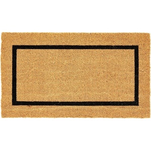 image:imagemDesign Rectangular Coir and Rubber Entryway Doormat with Natural Fibers for Indoor or Outdoor Use  Neutral Design  Stripe Border  Minimalistic NaturalBlackNatural Border