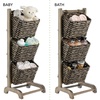 image:imagemDesign Water Hyacinth 3Tiered Storage Baskets Floor Stand with Market Basket Storage Bins  Vertical Standing Rack for Living Room Laundry Bedroom Bathroom Office Organization  BlackBlack Wash