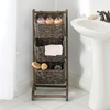 image:imagemDesign Water Hyacinth 3Tiered Storage Baskets Floor Stand with Market Basket Storage Bins  Vertical Standing Rack for Living Room Laundry Bedroom Bathroom Office Organization  BlackBlack Wash