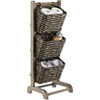 image:imagemDesign Water Hyacinth 3Tiered Storage Baskets Floor Stand with Market Basket Storage Bins  Vertical Standing Rack for Living Room Laundry Bedroom Bathroom Office Organization  BlackBlack Wash