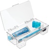 image:imagemDesign Plastic Toothbrush Holder Storage Organizer Bin for Bathroom Vanity Cabinet Closet Drawer  Holds Electric Toothbrush Toothpaste Dental Floss Teeth Whitening Strips  Hinged Lid  Clear