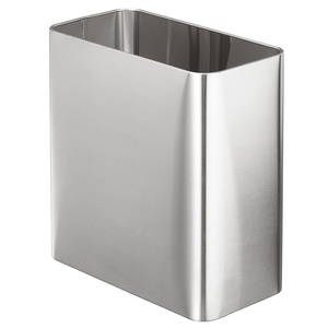 image:imagemDesign Stainless Steel Slim Rectangular Modern Metal 26 Gallon10 Liter Trash Can Wastebasket Garbage Container Bin for Bathroom Bedroom Kitchen Home Office Holds Waste Recycling  ChromeBrushed