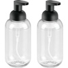 image:imagemDesign Round Plastic Refillable Foaming Soap Dispenser Pump Bottle for Bathroom Vanity Countertop  VintageInspired Compact Container Design  Twain Collection  2 Pack  ClearChromeClearMatte Black