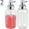 image:imagemDesign Round Plastic Refillable Foaming Soap Dispenser Pump Bottle for Bathroom Vanity Countertop  VintageInspired Compact Container Design  Twain Collection  2 Pack  ClearChromeClearChrome