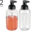 image:imagemDesign Round Plastic Refillable Foaming Soap Dispenser Pump Bottle for Bathroom Vanity Countertop  VintageInspired Compact Container Design  Twain Collection  2 Pack  ClearChromeClearMatte Black
