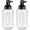 image:imagemDesign Round Plastic Refillable Foaming Soap Dispenser Pump Bottle for Bathroom Vanity Countertop  VintageInspired Compact Container Design  Twain Collection  2 Pack  ClearChromeClearMatte Black