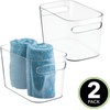image:imagemDesign Deep Plastic Bathroom Bin with Handles  Storage Organizer for Vanity Countertop  Hold Soap Body Wash Shampoo Lotion Conditioner Hand Towels  10 Long Aura Collection 2 Pack Clear
