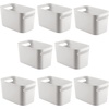 image:imagemDesign Deep Plastic Bathroom Bin with Handles Storage Organizer for Vanity Countertop Hold Soap Body Wash Shampoo Lotion Conditioner Hand Towels  10 Long Aura Collection 8 Pack Light Gray