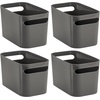 image:imagemDesign Deep Plastic Bathroom Vanity Storage Bin with Handles  Organizer for Hand Soap Body Wash Shampoo Lotion 4 Pack  Charcoal Gray