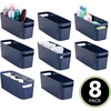 image:imagemDesign Large Plastic Storage Bin with Handles for Bathroom Cupboard Cabinet Under Sink or Counter Holds Toilet Paper Hair Tools Makeup Accessories 16 Long Aura Collection 8 Pack Navy Blue