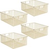 image:imagemDesign Metal Wire Bathroom Storage Basket Organizer with Handles  Organize MasterGuest Bathrooms Linen Hallway or Entryway Closets Bedroom Laundry Room Concerto Collection 4 Pack Soft Brass