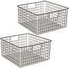 image:imagemDesign Metal Wire Bathroom Storage Basket Organizer with Handles  Organize MasterGuest Bathrooms Linen Hallway or Entryway Closets Bedroom Laundry Room Concerto Collection  2 Pack  Bronze