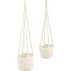 image:imagemDesign Rustic Casual Woven Cotton Rope Hanging Indoor Planter Baskets with Knotted Loop Handle  Bohemian Holder for Flowers Plants Greenery Succulents Vases and Pots  Set of 2  White