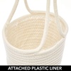 image:imagemDesign Rustic Casual Woven Cotton Rope Hanging Indoor Planter Baskets with Knotted Loop Handle  Bohemian Holder for Flowers Plants Greenery Succulents Vases and Pots  Set of 2  White