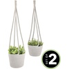 image:imagemDesign Rustic Casual Woven Cotton Rope Hanging Indoor Planter Baskets with Knotted Loop Handle  Bohemian Holder for Flowers Plants Greenery Succulents Vases and Pots  Set of 2  Dark Gray