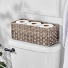 image:imagemDesign Rustic Farmhouse Woven Toilet Paper Holder Basket  Small Storage Organizer Tank Topper for Bathroom Counter or Top of Toilet  Holds 3 Rolls of Toilet Paper  TaupeTan