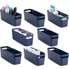 image:imagemDesign Large Plastic Storage Bin with Handles for Bathroom Cupboard Cabinet Under Sink or Counter Holds Toilet Paper Hair Tools Makeup Accessories 16 Long Aura Collection 8 Pack Navy Blue