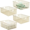 image:imagemDesign Metal Wire Bathroom Storage Basket Organizer with Handles  Organize MasterGuest Bathrooms Linen Hallway or Entryway Closets Bedroom Laundry Room Concerto Collection 4 Pack Soft Brass