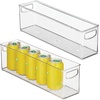 image:imagemDesign Plastic Long Stackable Storage Organizer Container Organization Bin wHandles for Kitchen Pantry Fridge Freezer Cabinet Perfect to Hold Breast Milk  Ligne Collection  Clear10 x 4 x 3 Pack of 4