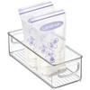 image:imagemDesign Plastic Long Stackable Storage Organizer Container Organization Bin wHandles for Kitchen Pantry Fridge Freezer Cabinet Perfect to Hold Breast Milk  Ligne Collection  Clear10 x 4 x 3 Pack of 1