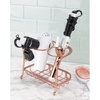 image:imagemDesign Hair Dryer and Flat Iron Holder  Ideal for Storage of Hair Dryer Hair Straightener Hair Brushes and More  Metal Hair Dryer Stand  Rose GoldRose Gold