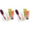 image:imagemDesign Small Plastic ShowerBath Storage Organizer Caddy Tote with Handle for Dorm Shelf Cabinet  Hold Soap Shampoo Conditioner Combs Brushes Lumiere Collection ClearClear