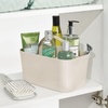 image:imagemDesign Small Plastic ShowerBath Storage Organizer Caddy Tote with Handle for Dorm Shelf Cabinet  Hold Soap Shampoo Conditioner Combs Brushes Lumiere Collection ClearCream