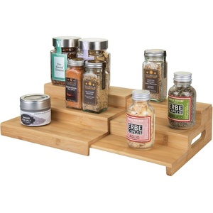image:imagemDesign Bamboo Adjustable Expandable Spice Rack Organizer with 3 Levels Storage for Kitchen Cabinet Countertop Pantry Shelf  Holds Spice Jars  Echo Collection  NaturalNatural