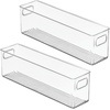 image:imagemDesign Plastic Long Stackable Storage Organizer Container Organization Bin wHandles for Kitchen Pantry Fridge Freezer Cabinet Perfect to Hold Breast Milk  Ligne Collection  2 Pack Clear