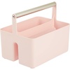 image:imagemDesign Plastic Shower Caddy Storage Organizer Utility Tote Divided Basket Bin  Metal Handle for Bathroom Dorm Kitchen Holds Soap Shampoo Conditioner  Aura Collection  BlackBrushed ChromeLight PinkSatin