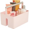 image:imagemDesign Plastic Shower Caddy Storage Organizer Utility Tote Divided Basket Bin  Metal Handle for Bathroom Dorm Kitchen Holds Soap Shampoo Conditioner  Aura Collection  BlackBrushed ChromeLight PinkSatin