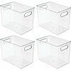 image:imagemDesign Plastic Tall Food Storage Organization Container Bin with Handles for Kitchen Pantry Cabinet FridgeFreezer Countertop  Organizer for SnacksAppliances Ligne Collection 4 Pack Clear10 x 65 x 8 Pack of 4