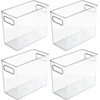image:imagemDesign Plastic Tall Food Storage Organization Container Bin with Handles for Kitchen Pantry Cabinet FridgeFreezer Countertop  Organizer for SnacksAppliances Ligne Collection 4 Pack Clear10 x 5 x 8 Pack of 4