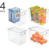 image:imagemDesign Plastic Tall Food Storage Organization Container Bin with Handles for Kitchen Pantry Cabinet FridgeFreezer Countertop  Organizer for SnacksAppliances Ligne Collection 4 Pack Clear10 x 65 x 8 Pack of 4