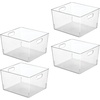 image:imagemDesign Slim Plastic Storage Container Bin with Handles  Bathroom Cabinet Organizer for Toiletries Makeup Shampoo Conditioner Face Scrubbers Loofahs Bath Salts  5 Wide 2 Pack  Clear12 x 10 x 8 Pack of 4