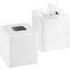 image:imagemDesign Steel Square Tissue Box Cover Modern Facial Tissue Holder for Bathroom Vanity Countertops Bedroom Dressers Night Stands Desks Office and Tables  Unity Collection  SatinWhite